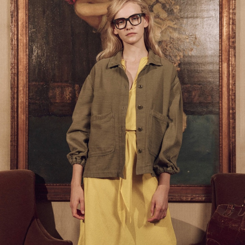 THE GREAT. The Blouson Chore Jacket in Army • NWT
